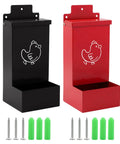 No Sweat Auto Fill Metal Chicken Grit Feeder Slick Oyster Shell Dispenser With Tight Lid in black and red colors