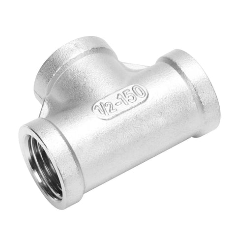 Stainless Steel One Half Inch NPT Female Three Way Tee Connector SUS304 Cast Pipe Fitting For DIY Plumbing Three Openings
