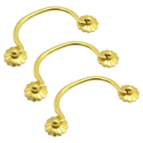 6 Piece Brass Cabinet Pulls Vintage Gold Handle With 80mm Hole Centers Traditional Bail Style Hardware For Drawers Dressers Closets