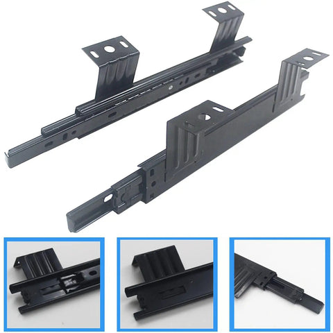 Heavy Duty Drawer Slides Detachable 10in or 12in Length, 3 Fold Glides, Ball Bearing Runners for Smooth Quiet Opening, Rustproof Cold-Rolled Steel, High Load 40kg Per Pair, Durable and Reliable for Fast Fixes., black detachable drawer slides, steel, for cabinets and tool chests
