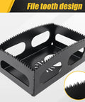 Square Slot Cutter For DeWalt 20V And Milwaukee M18 Oscillating Multi-Tool, close-up of file tooth design for precise cuts.
