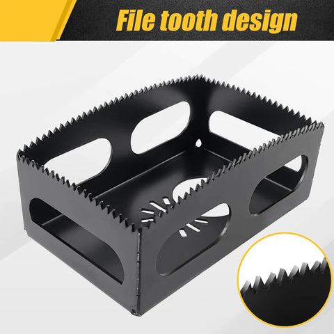 Square Slot Cutter For DeWalt 20V And Milwaukee M18 Oscillating Multi-Tool, close-up of file tooth design for precise cuts.