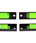Heavy Duty Magnetic Tool Holder Kit 8 Pack 18 Inch Tool Bars With Mounting Brackets And S Hooks Wall Mount Strip Rack Carbon Steel Built Tough Pro Grade Hold 50 Lb Per Bar Holds Wrenches Screwdrivers Spanners Green showing bar ends with holes.
