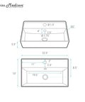 Technical drawing for Claire Ceramic Wall Mounted Sink, A Real Space Saver For Small Bathrooms, Built To Last With Non Porous Scratch Resistant Ceramic, Easy Clean Finish, Adjustable Height Wall Mount, Modern White Look That Feels Fresh And Contemporary.