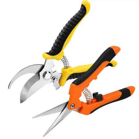 2 Pack Stainless Steel Pruning Shears For Sharp And Smooth Cuts Garden Clippers with soft grip handles and rust-resistant blades