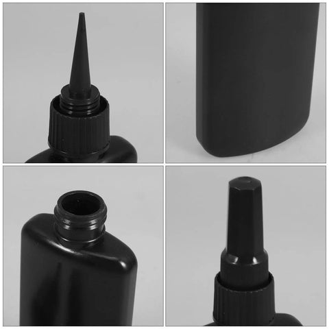 Phenofice Black Glue Dispensing Bottles 50 Ml Hdpe Precision Nozzle Set showcasing precision nozzle tips and container design.