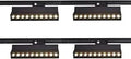 Dimmable 20W LED Track Lighting Heads Pack of 4 in Black Painted Finish, CRI 90, Warm White 3000K, shown on universal 3 wire track