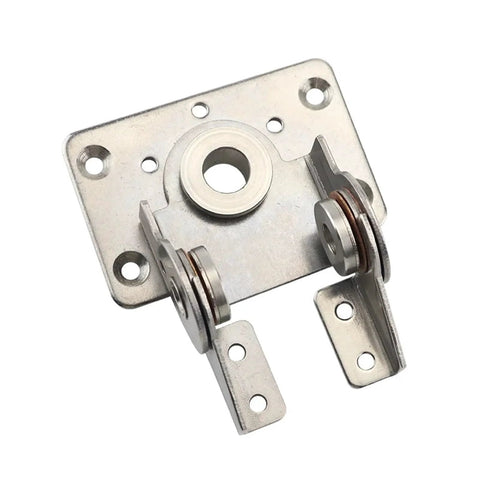 Stainless steel damping bilateral torque hinge mounting plate with dual roller pivots for display base