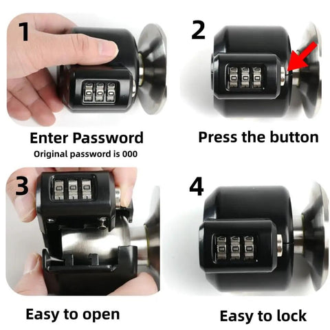 Step-by-step use of Code Lockout Door Knob Device Cover No Key Needed to Disable Doorknob From Outside Without Drilling
