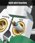 Close-up of 8-In-1 Electric Wire Stripping Machine Multifunction Pliers Tool showing split wire function with colored wires.