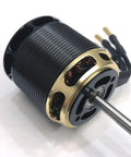 Heavy Duty Rc Helicopter Motor 4025 Dc Brushless Rig showcasing gold and black metal housing, six millimeter shaft.