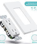 Decorator Receptacle Outlet With Screwless Wall Plate Included For Easy Install 15 Amp 125 Volt Tamper Resistant Electrical Outlet