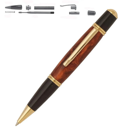 Gatsby Grande Twist Ballpoint Pen Kit Starter Pack For Woodturning, Gold Finish