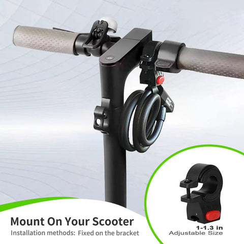 Beefy 12mm Coiled Cable Lock With Mounting Bracket For Electric Scooters And Bikes 4Ft Length Keyed Security Anti Theft Cable Lock Great For E Scooters E Bike Motorcycles