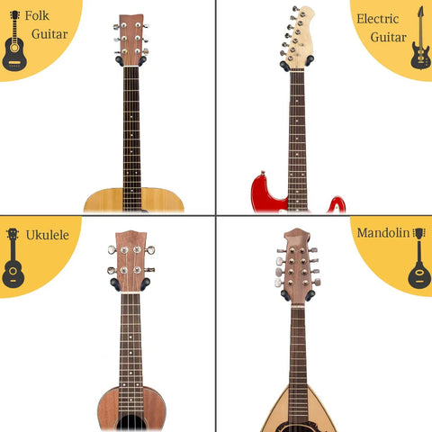 Kickass Two Pack Black Walnut Wood Guitar Wall Mount Ultra Heavy Duty Sweet U Shaped Holder Bracket For Acoustic Electric Bass Banjo Tight Space Saving Rack