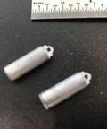 Replacement Clock Weight Set Cylinder Style Kit For DIY Clock Assembly with two metal cylinder weights and ruler for size reference