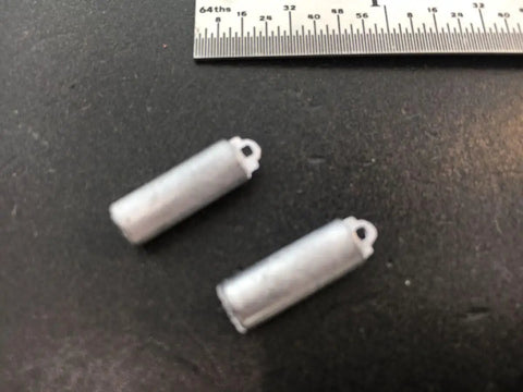 Replacement Clock Weight Set Cylinder Style Kit For DIY Clock Assembly with two metal cylinder weights and ruler for size reference