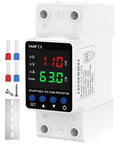 Adjustable Voltage Protector Built Tough With 110V And 1 To 63A Smart Circuit Breaker Overcurrent Protection Low Voltage Cutoff 80 To 110V High Voltage Cutoff 130 To 150V DIN Rail AC Disconnect with display