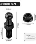 Set Of 4 Ball Studs For Gas Struts With Hardware Nuts, 5 Sixteen By 18 Thread, dimensions, carbon steel, black, heavy duty car mounts