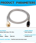 CO2 Tank Direct Adapter With 60 Inch Stainless Steel Hose CGA320 To TR21-4 for soda makers shown with adapter materials