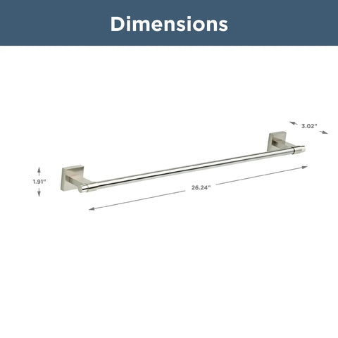 Maxted 24 Inch Satin Nickel Towel Rack for Bathroom Wall Mounted Towel Bar Dimensions Display