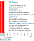 Diagram showing 10 Gauge Silicone Wire Dual 10 Ft Spools In Red And Black, with dimensions and specifications.