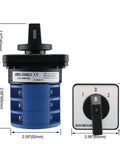 32A 660V 3 Phase Rotary Changeover Switch With 12 Terminals 1-0-2 ON OFF ON Indexing SZW26 32 D303.3 front view