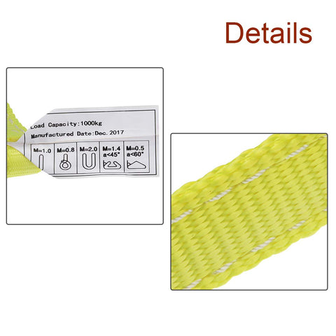 Heavy Duty Lifting Straps 2200 Lb Capacity Eye To Eye Webbing Sling label and close-up texture detail