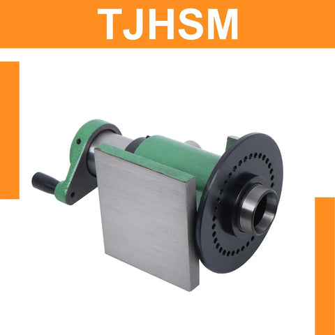 Precision Spin Indexing Fixture With 5C Collet Lathe Mount, featuring a green and black design, ideal for precise metalworking jobs.