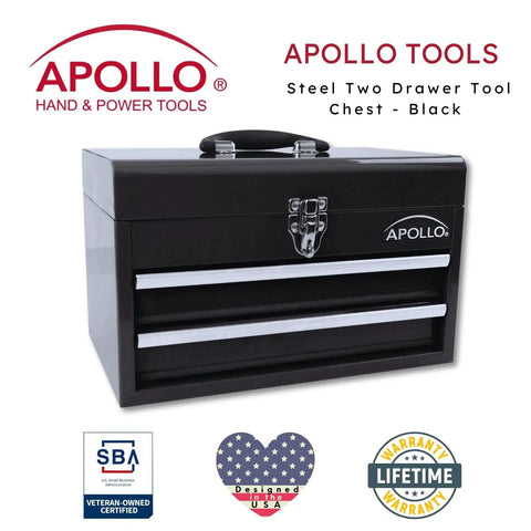 14 Inch Steel Tool Box With Deep Top Compartment And Two Drawers Heavy Duty Steel Construction With Ball Bearing Opening