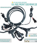 Heavy Duty Hydraulic Disc Brake Kit For Electric Kick Scooters Featuring twin calipers, oil pipes, and control levers.
