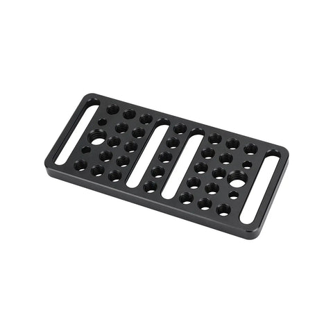Super Solid Anodized Aluminum Cheese Plate Mounting Platform Providing Hella Versatile Quarter Inch And Three Eighth Screw Threads For Sweet Vesa Camera Video Rig Setups, showing various threaded holes.
