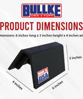 Front view of Bullke rooftop pipe support CTL, 6-inch black plastic cradle, Made in USA, 4-pack.