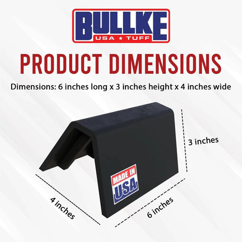 Front view of Bullke rooftop pipe support CTL, 6-inch black plastic cradle, Made in USA, 4-pack.