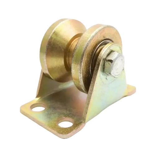 Heavy Duty U Type V Groove Wheel For Sliding Gate Casters, 50mm Steel Bearing Pulley showing close-up of metal design and mount.
