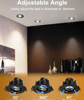 Image showing Canless Recessed Gimbal Downlight 3 Inch Eyeball Spotlight 8W Dimmable with adjustable angles in modern room setting.