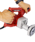 Heavy Duty Corded Toe Kick Circular Saw Delivers Knockout Flush Cuts And Quick Dial In Precision Depth Adjustments For Slick Cabinet Install And Floor Trim Work held in hands.