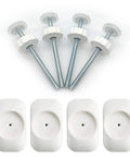 Hella Sturdy Baby Gate Extender Kit Four Pack M8 Threaded Spindle Rods For Pressure Mounted Pet Doors Hardware Replacement With Wall Guards Smooth Install Every Single Time, showing four spindle rods and wall guards, ideal for securing gates.