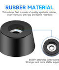 Close-up of a rubber foot with built-in stainless washer from 128 Piece Rubber Feet Set For Cutting Boards, Furniture, And Electronics