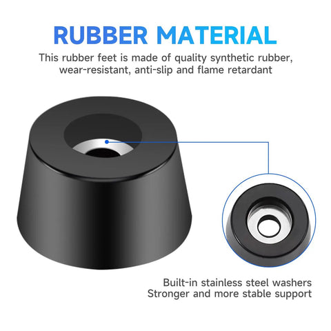 Close-up of a rubber foot with built-in stainless washer from 128 Piece Rubber Feet Set For Cutting Boards, Furniture, And Electronics