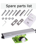 Spare parts for Top Shelf Shop Beast Cross Slide Table For Mini Milling Machines, including bolts, nuts, and an instruction manual.