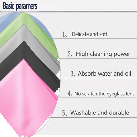 Glasses cleaning cloths, 12-pack microfiber lens wipes in assorted colors (pink, gray, black, green, blue)