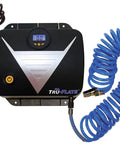 16-250 120V Tankless Wall-Mount Inflator For Tires And Gear with digital display and blue coil hose