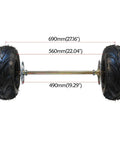 BeefedUp 29 Inch Rear Live Axle Kit For Go Karts ATVs Quad Drift Trikes And 4 Wheelers With Hydraulic Brake and tires, front view