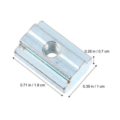 Twenty Piece T Slot Slide Nuts Premium Carbon Steel Tee Track Fasteners Nickel Coated flat sliding nut 0.71x0.39 inches