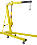 Heavy Duty 2 Ton Folding Engine Hoist And Shop Crane Cherry Picker with hydraulic ram and swivel caster wheels.