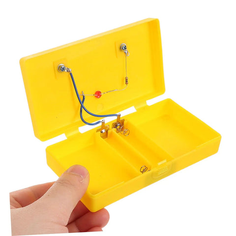 Reliable Conductivity Learning Kit for Hands On Physics Experiments, open yellow case with circuit components visible.