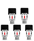 Heavy Duty Fire Sprinkler Head 5 Pack 68C 155F Automatic Temperature Trigger Glass Bulb For Sprinkler System viewed from the front with red glass bulbs.