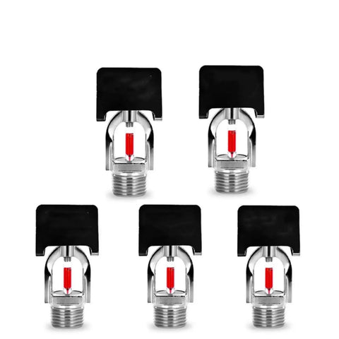 Heavy Duty Fire Sprinkler Head 5 Pack 68C 155F Automatic Temperature Trigger Glass Bulb For Sprinkler System viewed from the front with red glass bulbs.