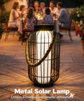 Big Solar Powered Lantern for Outdoor Use Heavy Duty Metal Hanging Lights in patio setting